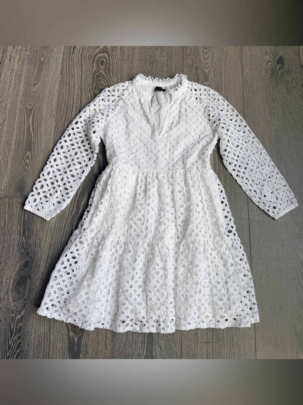 J. Crew Tiered Popover Dress in Embroidered Eyelet White Size XXS